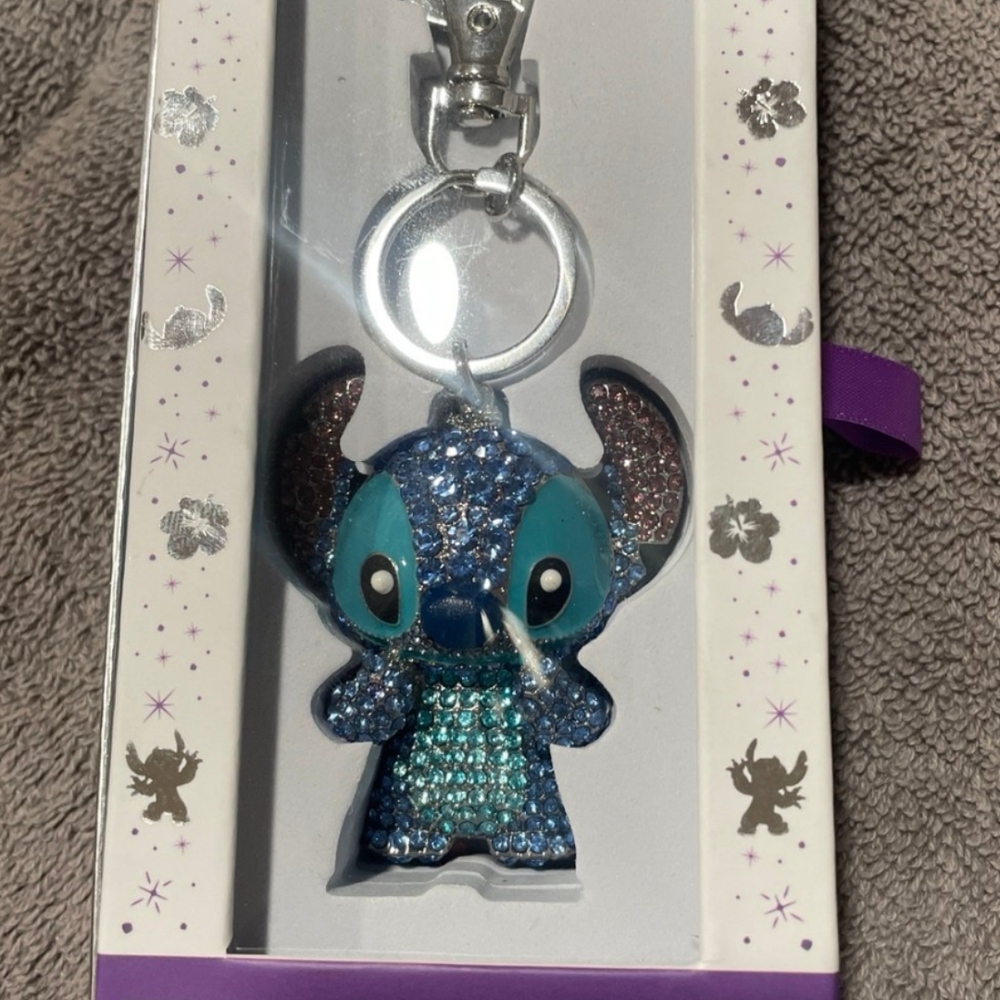 Disney Blue and Silver Stitch Keychain Bag Charm